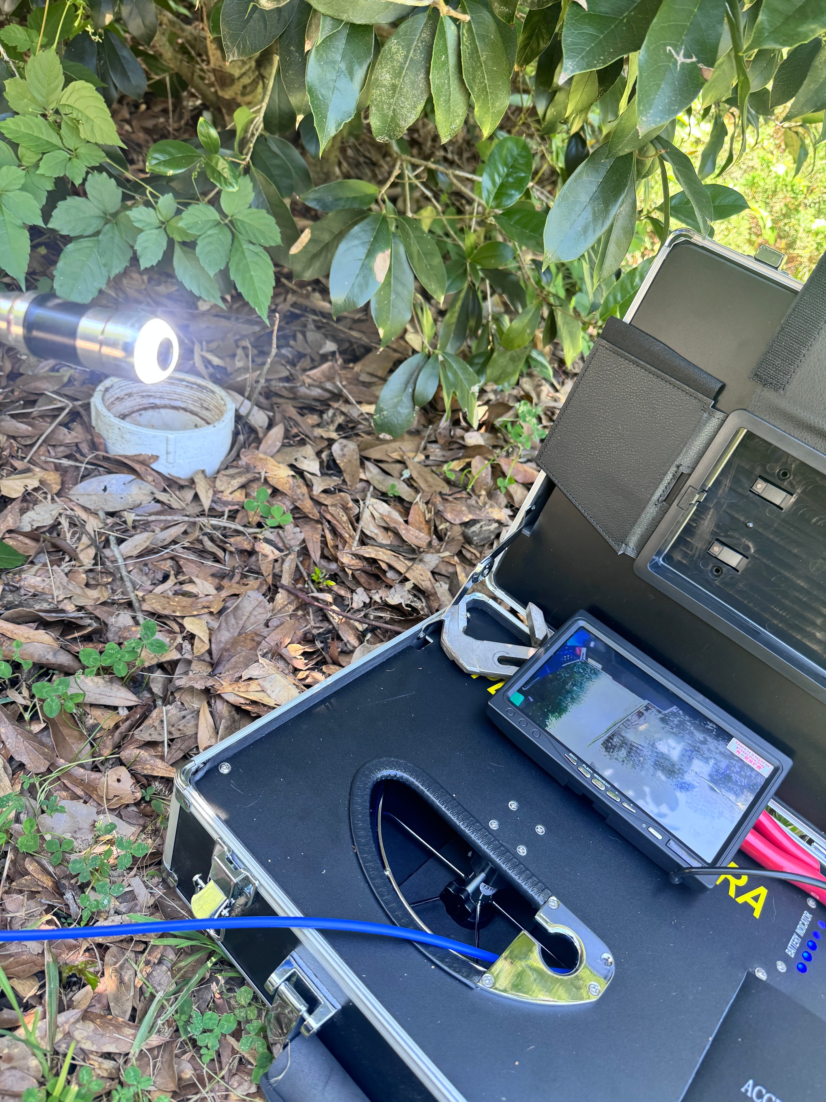 Sewer scope inspection camera inside pipe